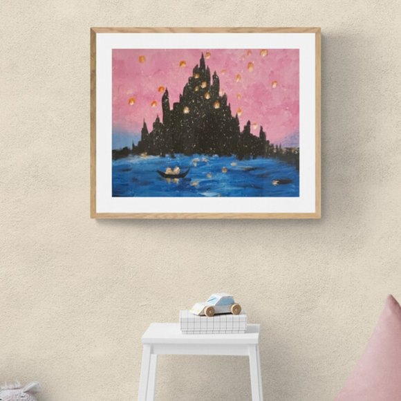 Acrylic painting on canvas Tangled Lantern scene Disney Rapunzel art - Picture 3 of 5